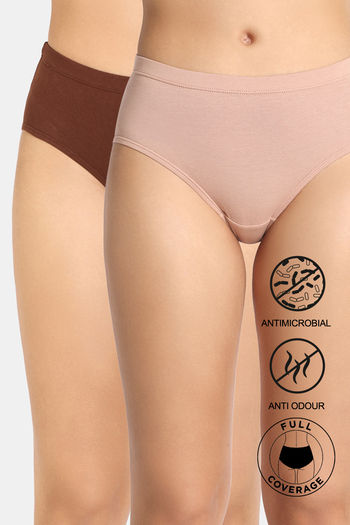 Buy Zivame Medium Rise Full Coverage Hipster Panty (Pack of 2) - Multicolor